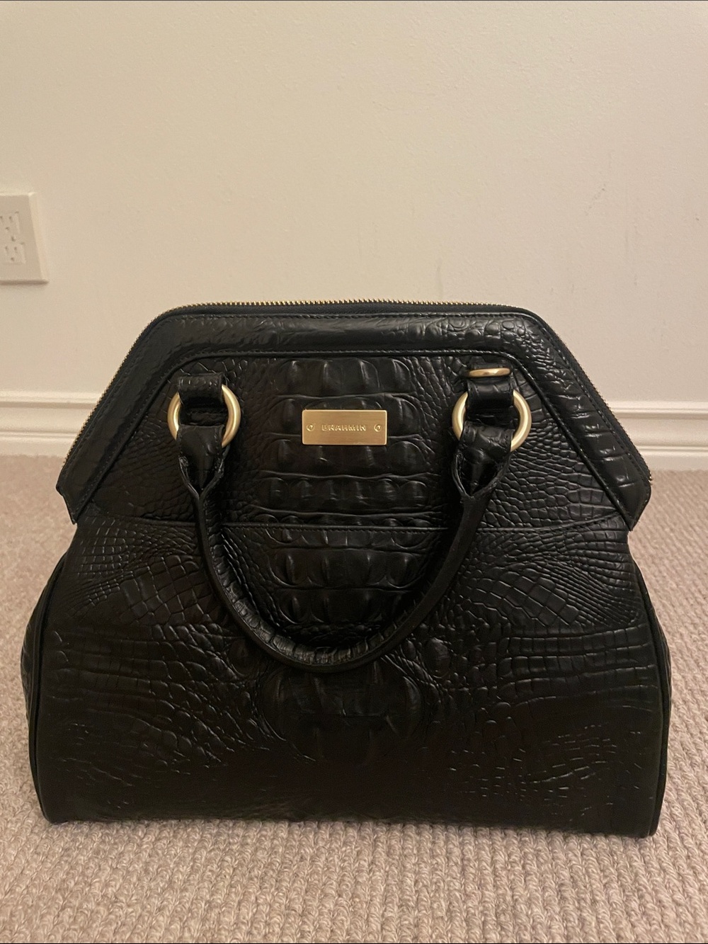 Brahmin Croc-Embossed Structured Bag